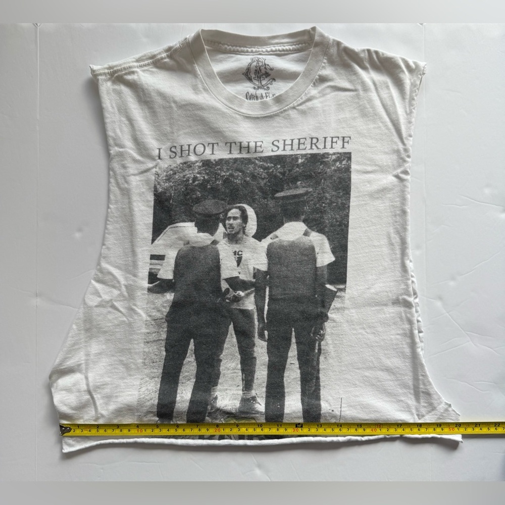 Y2K Bob Marley "I Shot The Sheriff" Graphic Cut Out T-Shirt Size M - Picture 5 of 6